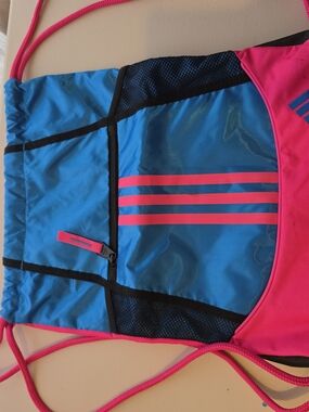 Adidas Bright Blue and Hot Pink Drawstring Gym Sack
